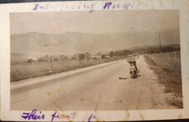 John Binkerd takes a photo break on his motorcycle journey from Indiana out West.
